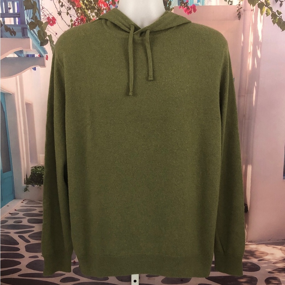 J. Crew 100% Cashmere Olive Green Hooded Sweater